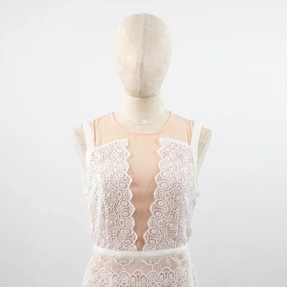 Anthropologie M Illusion Lace Sheath Mini Dress Pink - Picture 8 of 16
